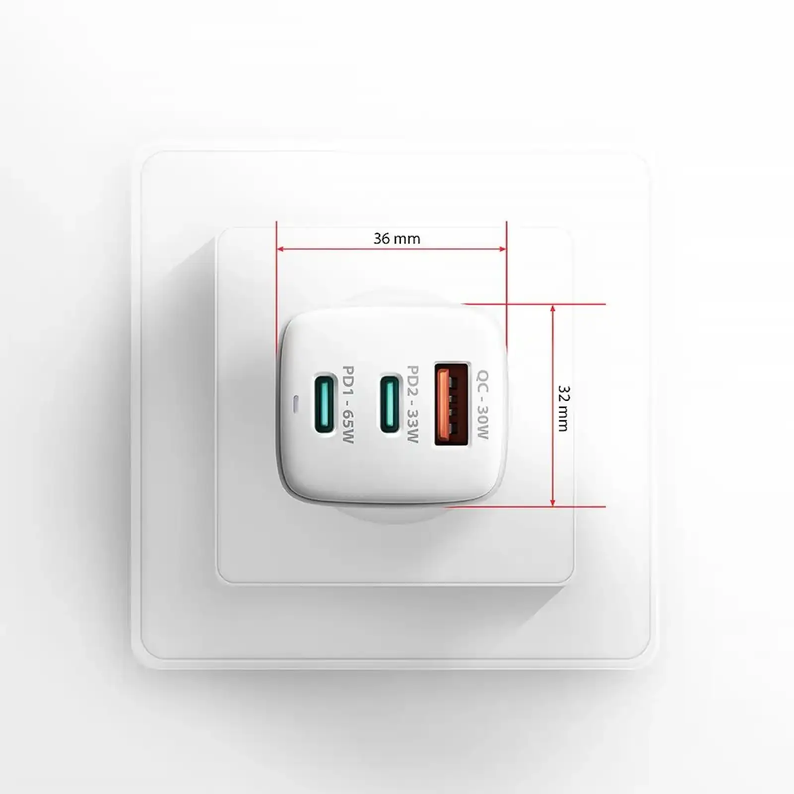 МЗП AXAGON ACU-DPQ65W, 3x port (USB + dual USB-C), PD3.0/QC4+/PPS/Apple, 65W, Білий UA