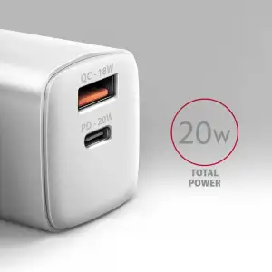 МЗП AXAGON ACU-PQ20W, QC3.0/AFC/FCP + PD type-C, 20W, Білий UA
