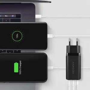 МЗП AXAGON ACU-DPQ65, 3x port (USB + dual USB-C), PD3.0/QC4+/PPS/Apple, 65W, Чорний UA