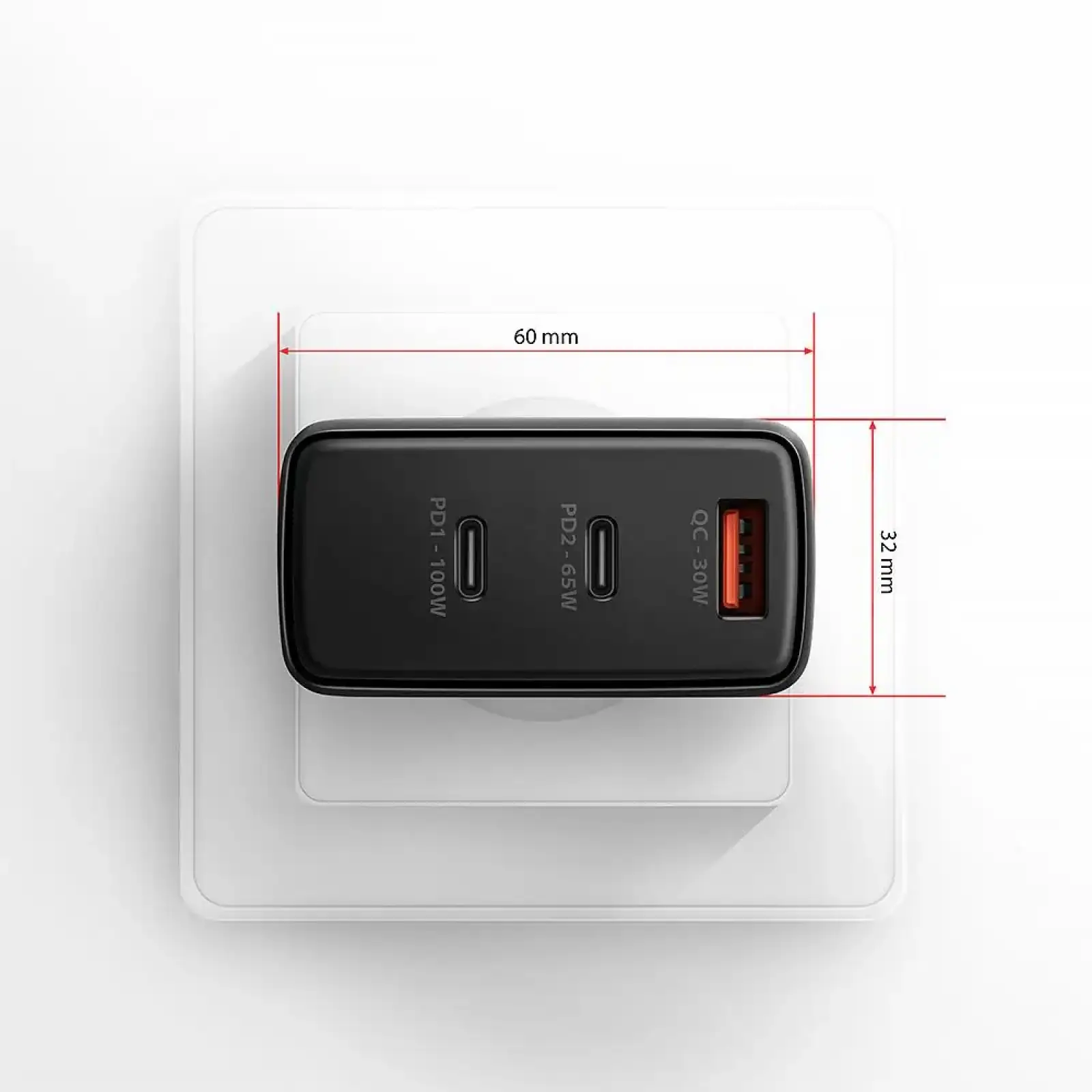 СЗУ AXAGON ACU-DPQ100, 3x port (USB + dual USB-C), PD3.0/QC4+/PPS/Apple, 100W, Чорний UA