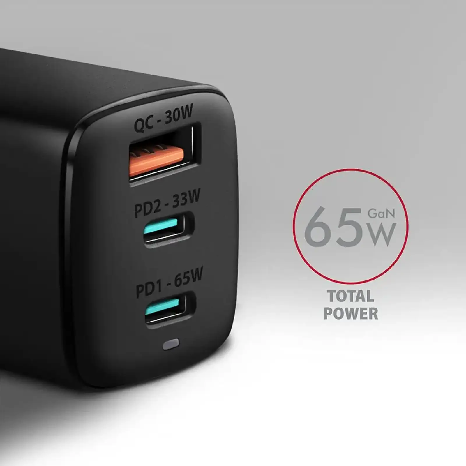 МЗП AXAGON ACU-DPQ65, 3x port (USB + dual USB-C), PD3.0/QC4+/PPS/Apple, 65W, Чорний UA