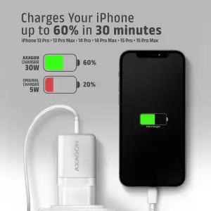 МЗП AXAGON ACU-PQ30W, QC3.0,4.0/AFC/FCP/PPS/Apple + PD type-C, 30W, Білий UA