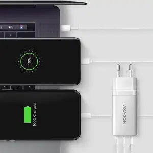 МЗП AXAGON ACU-DPQ65W, 3x port (USB + dual USB-C), PD3.0/QC4+/PPS/Apple, 65W, Білий UA