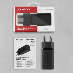 МЗП AXAGON ACU-DPQ65, 3x port (USB + dual USB-C), PD3.0/QC4+/PPS/Apple, 65W, Чорний UA