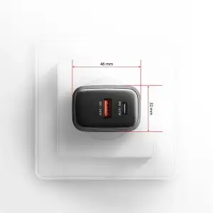МЗП з дисплеєм AXAGON ACU-PQ67D, 2x port (USB + USB-C), PD3.0/QC4+/PPS/Apple, 67W, сірий UA