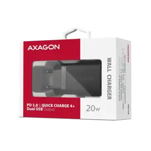 МЗП AXAGON ACU-PQ20, QC3.0/AFC/FCP + PD type-C, 20W, Чорний UA