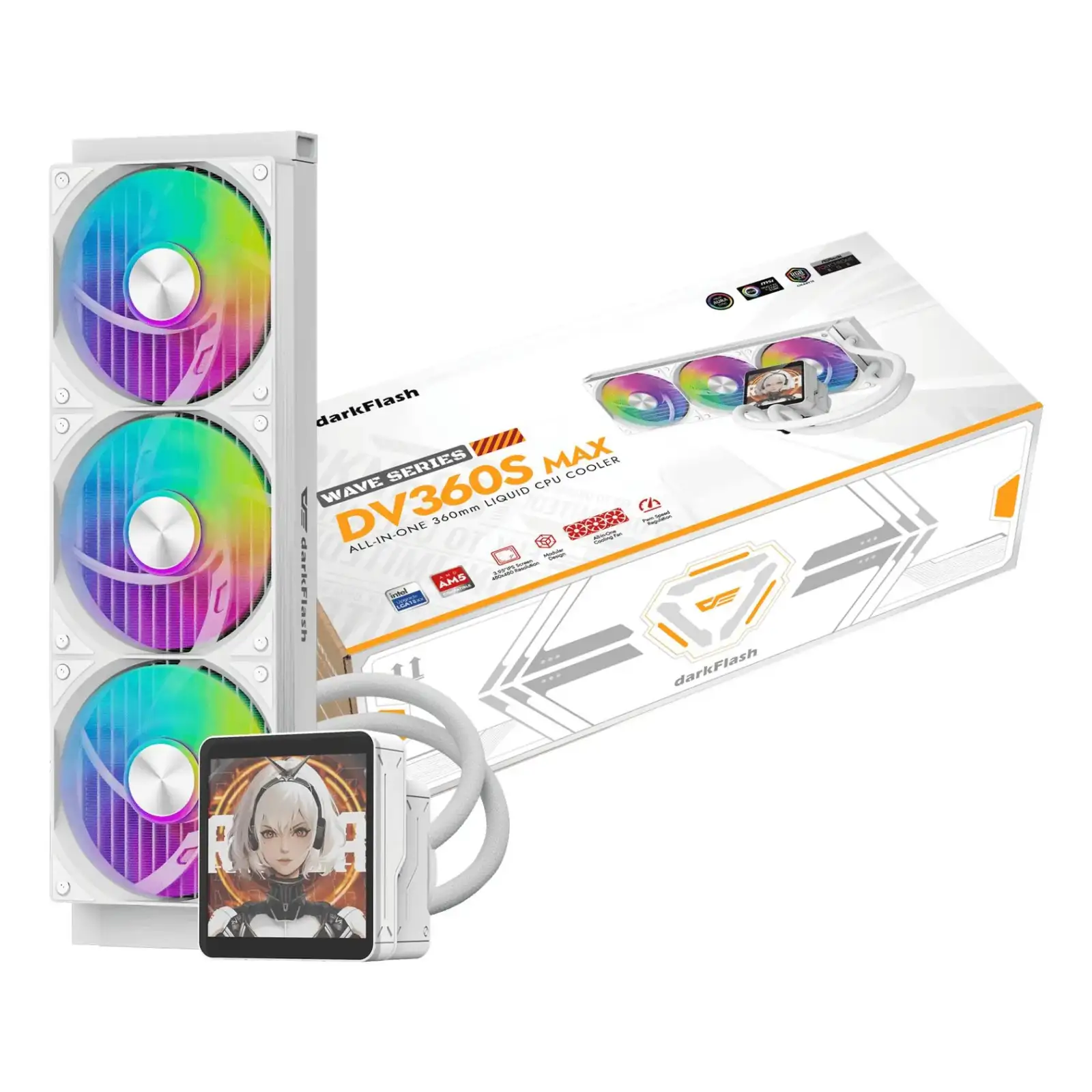 Система охолодження для комп'ютерного процесора DARK FLASH DV360S MAX, білий (DV360S MAX WHITE) UA