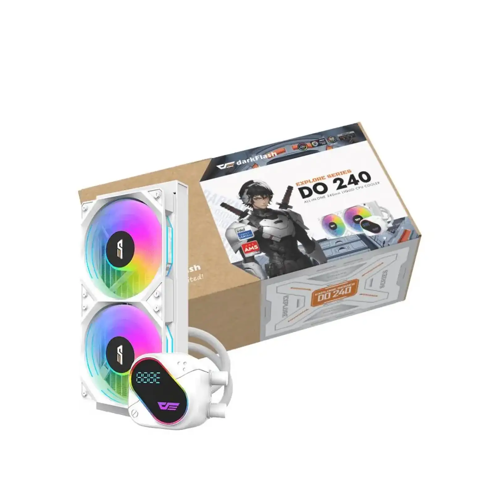 Система охолодження для комп’ютерного процесора DARK FLASH DO240 білий (DO240 WHITE) UA