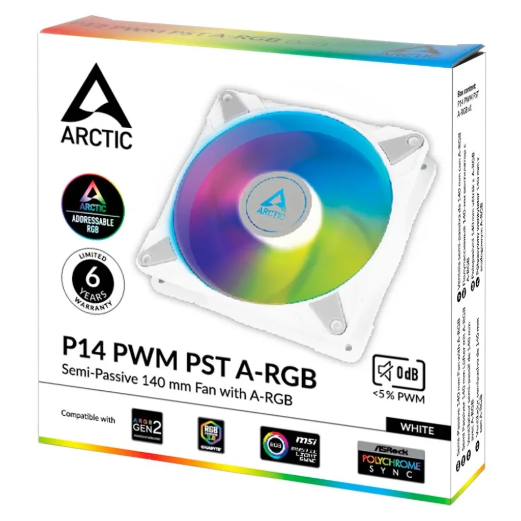 Корпусний вентилятор 140MM P14 PWM PST A-RGB WHITE ACFAN00276A ARCTIC UA