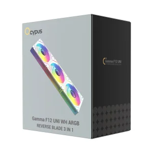 Набір із трьох вентиляторів для корпусу 120MM GAMMA F12 UNI WH ARGB REVERSE BLADE 3 IN 1 (GAMMA-F12-WH3AM01U-GL) OCYPUS UA
