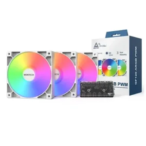 Набір із трьох вентиляторів для корпусу 120MM GF120R V2 ARGB PWM 3I1 (W) MONTECH (GF120R V2 ARGB PWM 3I1(W)) UA