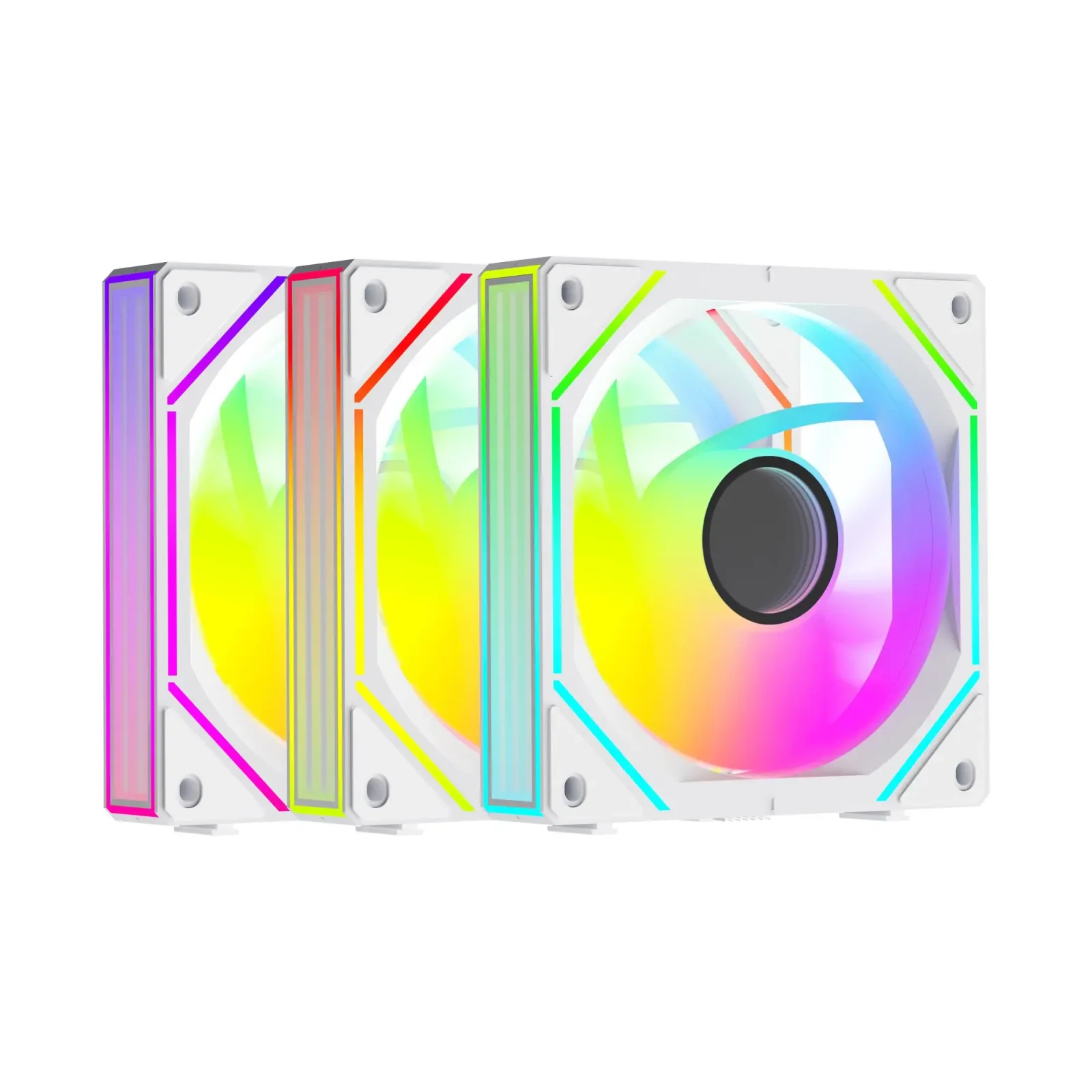 Набір із трьох вентиляторів для корпусу 120MM GAMMA F12 UNI WH ARGB REVERSE BLADE 3 IN 1 (GAMMA-F12-WH3AM01U-GL) OCYPUS UA