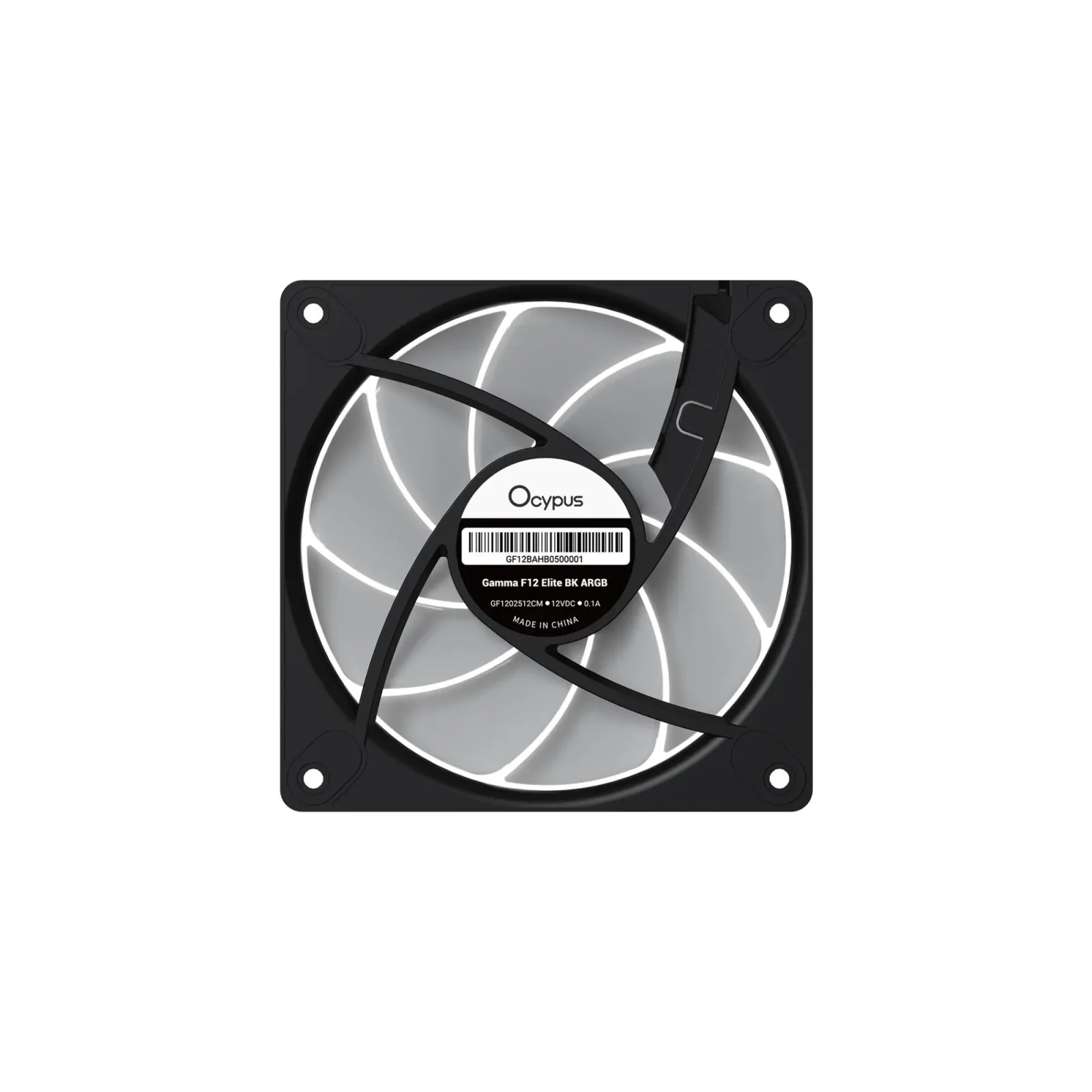 Корпусний вентилятор 120MM GAMMA F12 ELITE BK ARGB (GAMMA-F12-BK1AM00E-GL) OCYPUS UA