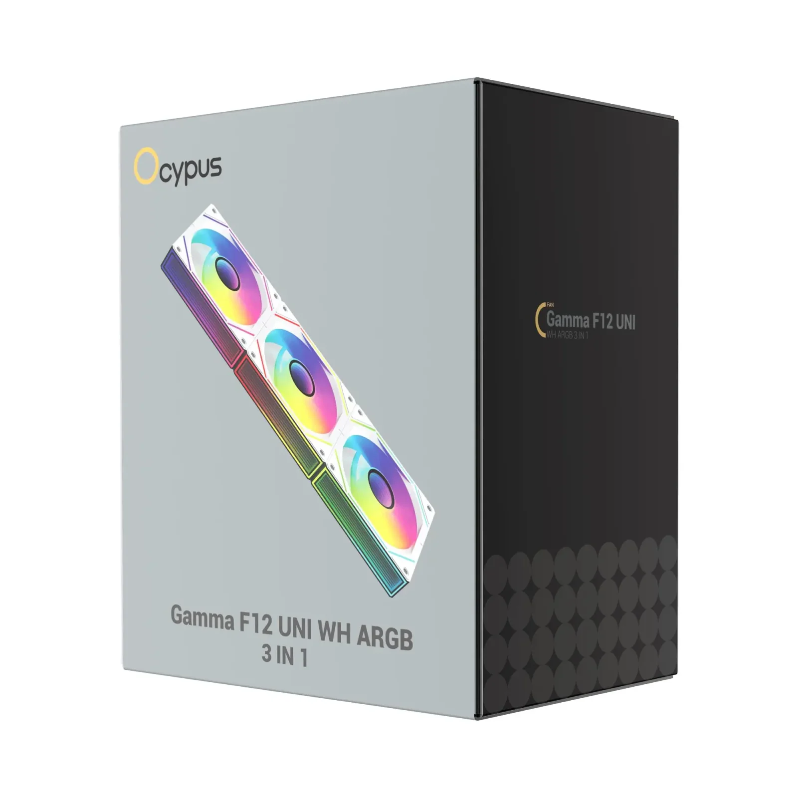 Набір із трьох вентиляторів для корпусу 120MM GAMMA F12 UNI WH ARGB 3 IN 1 (GAMMA-F12-WH3AM00U-GL) OCYPUS UA