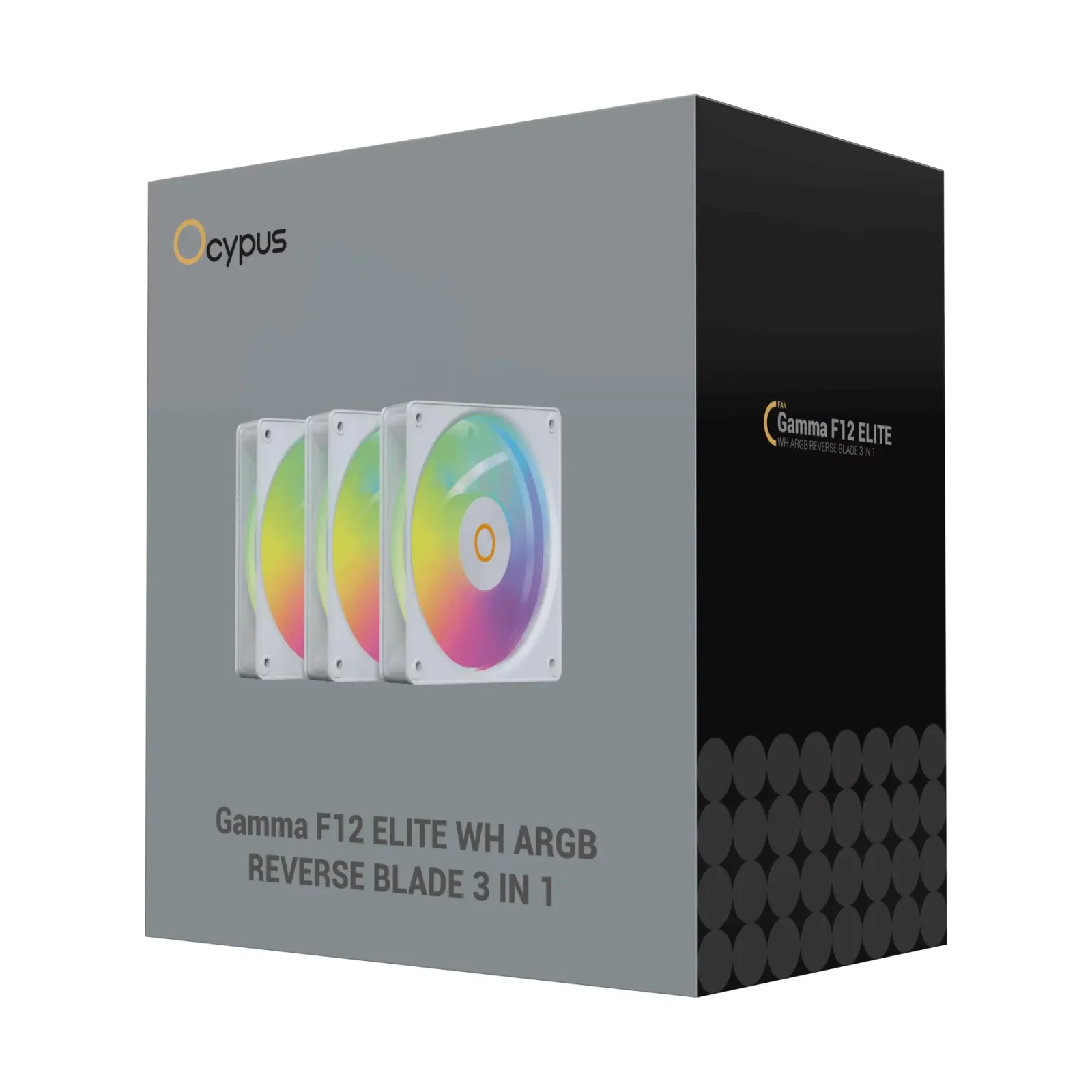 Набір із трьох вентиляторів для корпусу 120MM GAMMA F12 ELITE WH ARGB REVERSE BLADE 3 IN 1 (GAMMA-F12-WH3AM01E-GL) OCYPUS UA