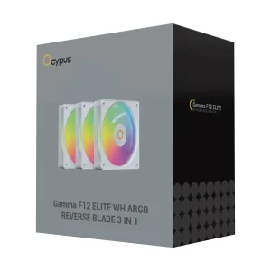 Набір із трьох вентиляторів для корпусу 120MM GAMMA F12 ELITE WH ARGB REVERSE BLADE 3 IN 1 (GAMMA-F12-WH3AM01E-GL) OCYPUS UA