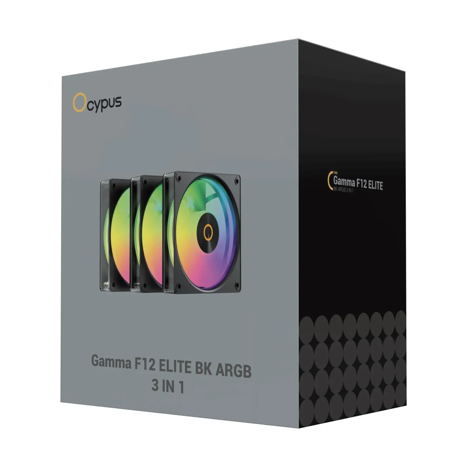 Набір із трьох вентиляторів для корпусу 120MM GAMMA F12 ELITE BK ARGB 3 IN 1 (GAMMA-F12-BK3AM00E-GL) OCYPUS UA