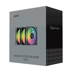 Набір із трьох вентиляторів для корпусу 120MM GAMMA F12 ELITE BK ARGB 3 IN 1 (GAMMA-F12-BK3AM00E-GL) OCYPUS UA