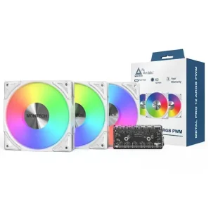 Набір із трьох вентиляторів для корпусу 120MM METAL PRO 12 ARGB 3 PACK (W) MONTECH (METALPRO12 ARGB 3PACK (W)) UA