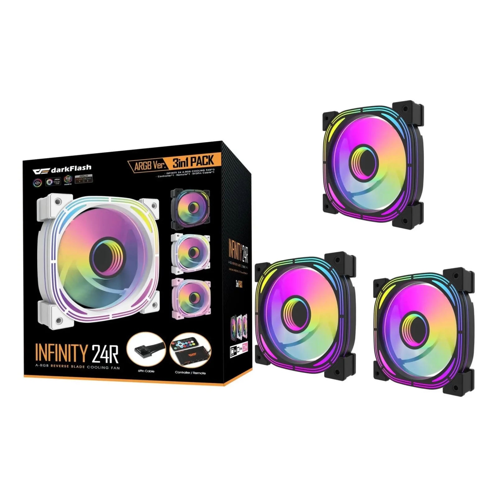 Набір із трьох вентиляторів DARK FLASH INF24 3IN1(PWM) UA