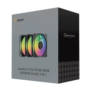 Набір із трьох вентиляторів для корпусу 120MM GAMMA F12 ELITE BK ARGB REVERSE BLADE 3 IN 1 (GAMMA-F12-BK3AM01E-GL) OCYPUS UA