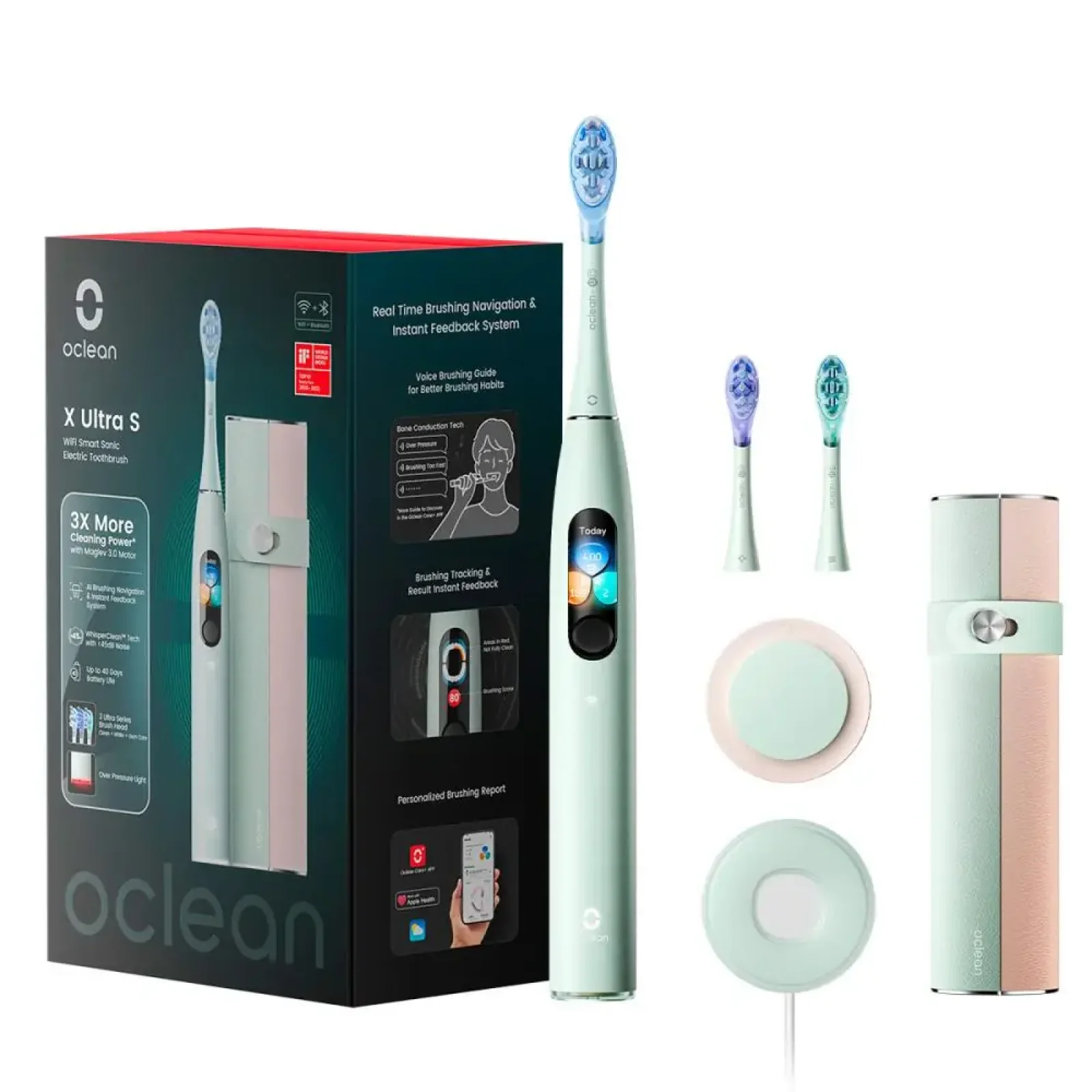 Електрична зубна щітка Oclean X Ultra Set Electric Toothbrush Green (6970810553505) UA