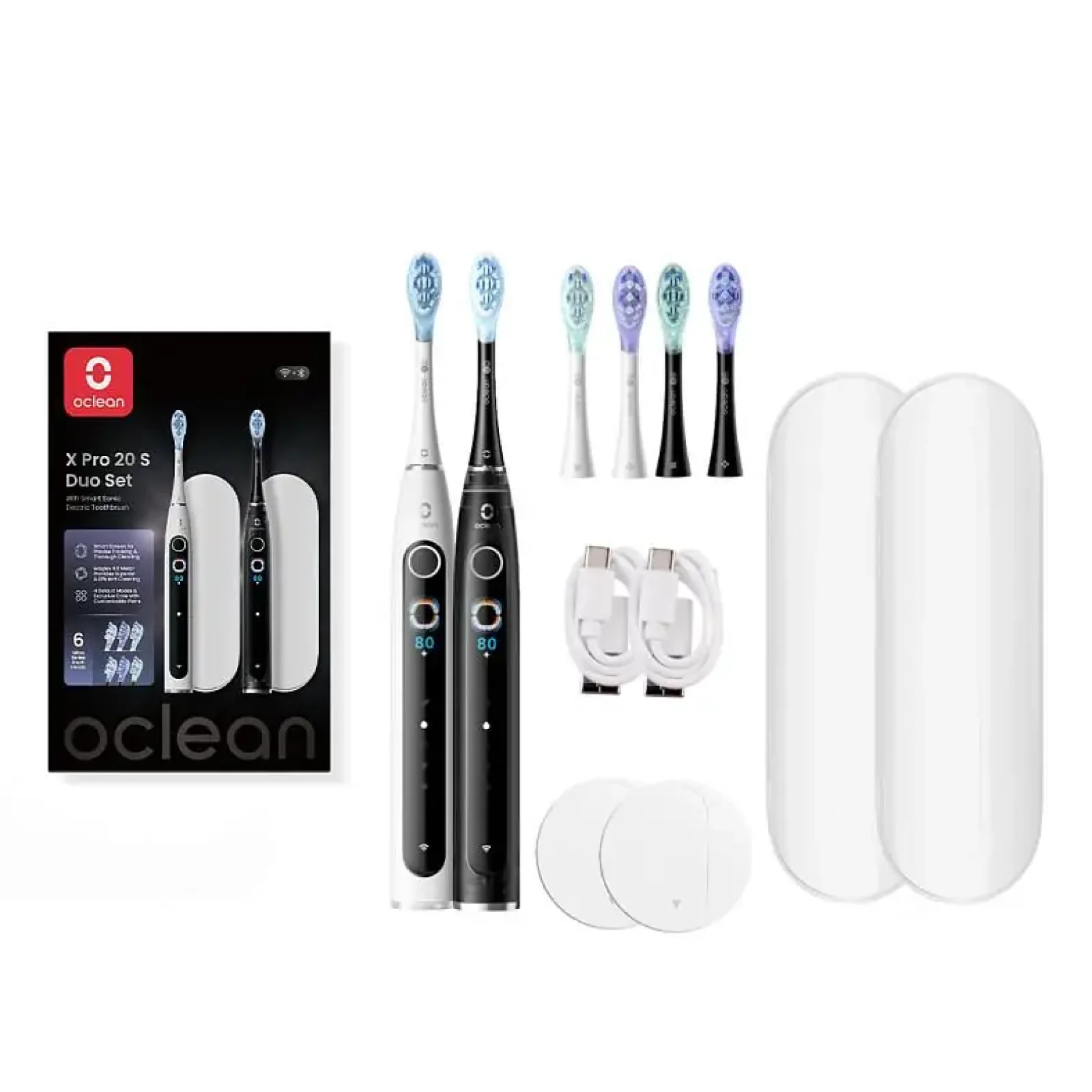 Електрична зубна щітка Oclean X Pro 20 S Duo Set White+Black (6970810556919) UA