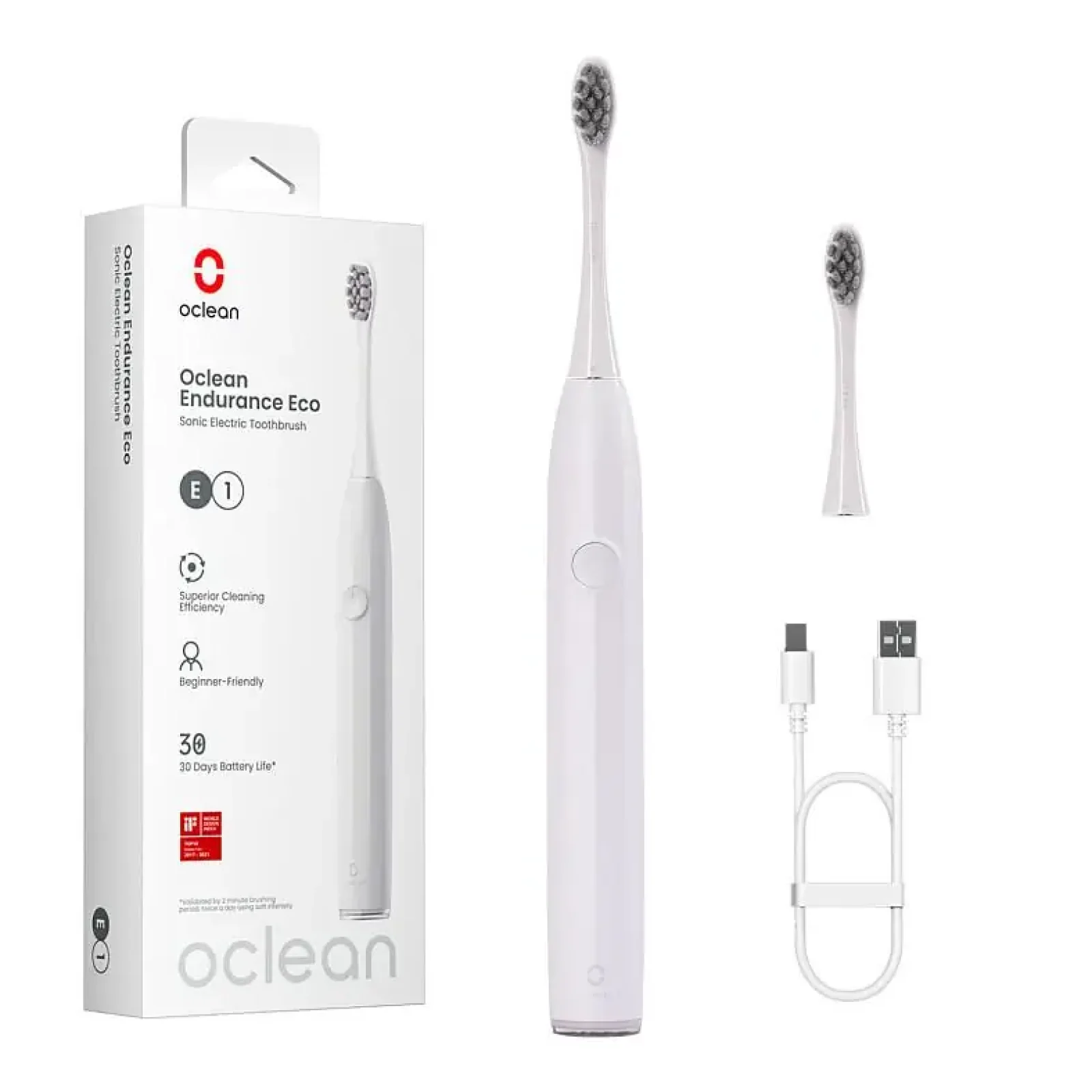 Електрична зубна щітка Oclean Endurance Eco White (6970810553338) UA
