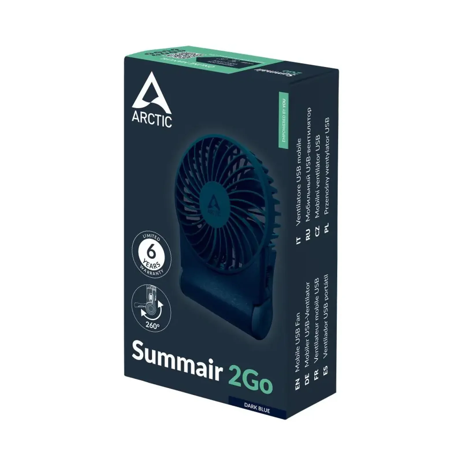 Настільний вентилятор з вбудованим акумулятором USB-C SUMMAIR 2GO DARK BLUE AEBRZ00028A ARCTIC UA