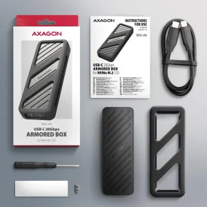 Зовнішній карман для SSD-накопичувачів AXAGON EEM2-20G USB-C 20Gbps - M.2 NVMe SSD ARMORED box UA