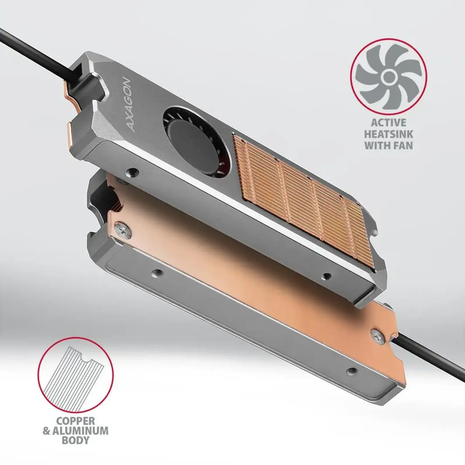 Радіатор з вентилятором для SSD-накопичувачів AXAGON CLR-M2FAN heatsink for M.2 SSD UA