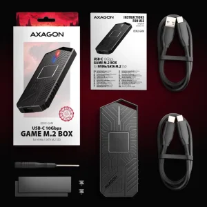 Зовнішній карман для SSD-накопичувачів AXAGON EEM2-GAM USB-C 10Gbps - M.2 NVMe & SATA SSD GAME M.2 box UA