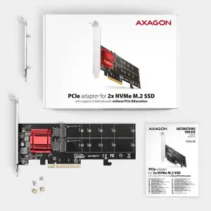 RAID-контролер для SSD-накопичувачів AXAGON PCEM2-ND PCIe 2x NVMe M.2 controller UA
