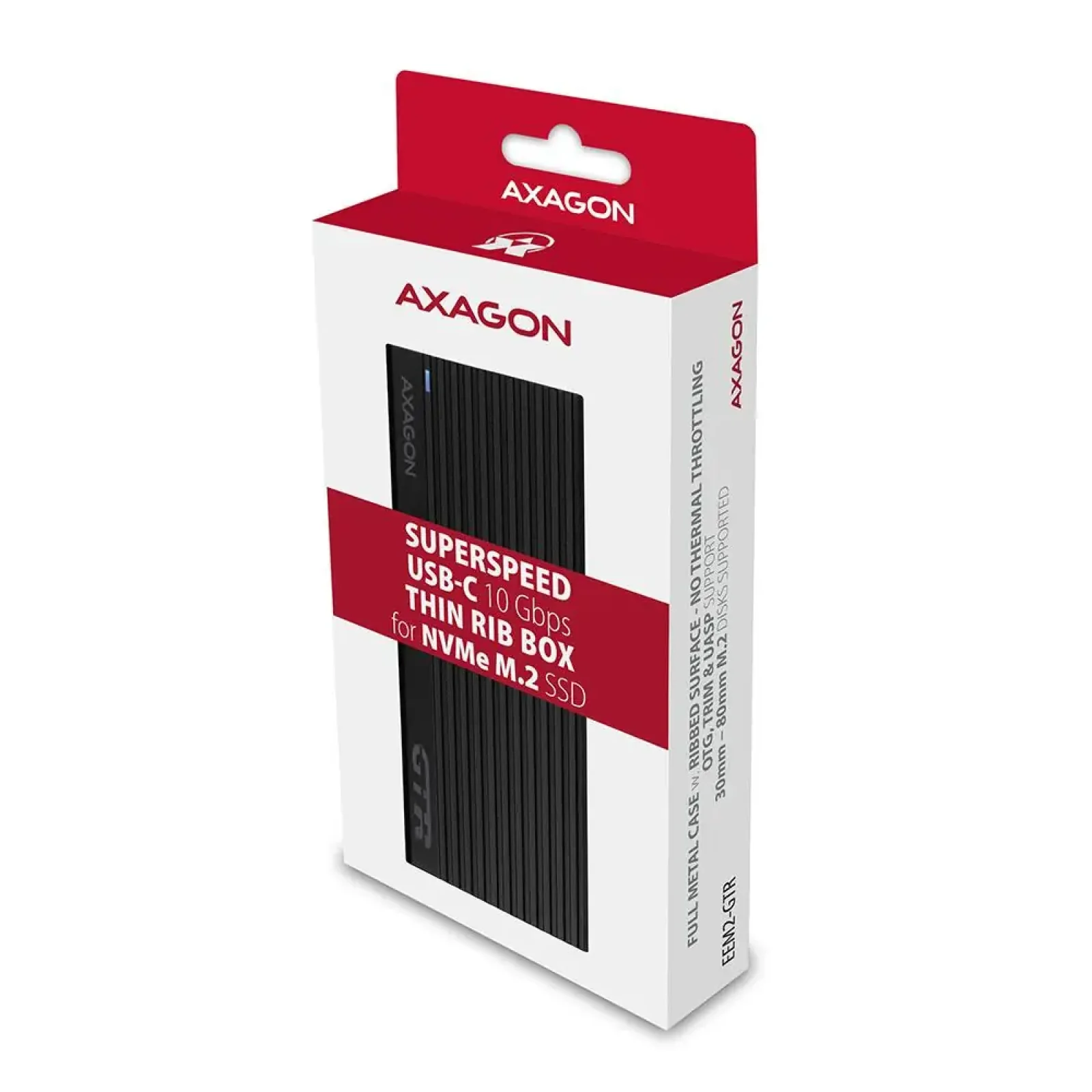 Зовнішній карман для SSD-накопичувачів AXAGON EEM2-GTR SuperSpeed+ USB-C - NVMe M.2 THIN RIB box UA