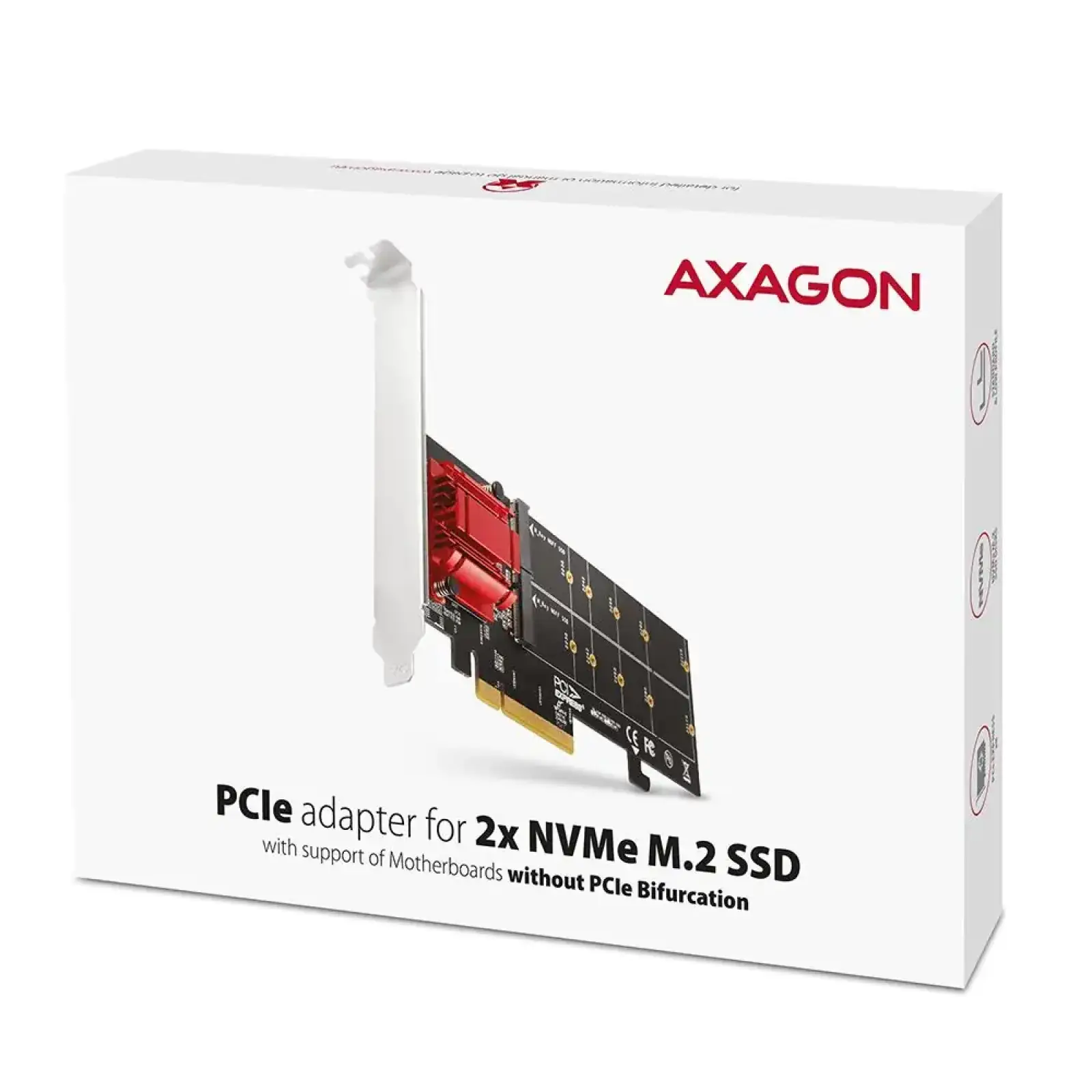 RAID-контролер для SSD-накопичувачів AXAGON PCEM2-ND PCIe 2x NVMe M.2 controller UA