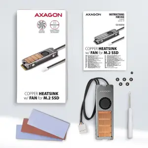 Радіатор з вентилятором для SSD-накопичувачів AXAGON CLR-M2FAN heatsink for M.2 SSD UA