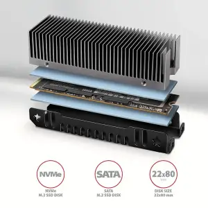 Радіатор з пасивним охолодженням для SSD-накопичувачів AXAGON CLR-M2XT heatsink for M.2 SSD UA