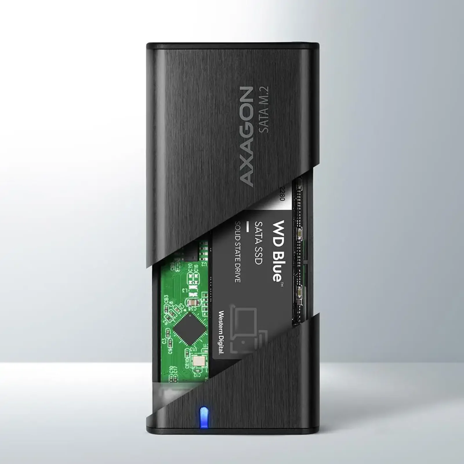 Зовнішній карман для SSD-накопичувачів AXAGON EEM2-SBC SuperSpeed+ USB-C - M.2 SATA SSD RAW box UA