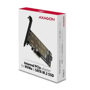 Aдаптер AXAGON PCEM2-D PCIe NVMe+SATA M.2 adapter UA