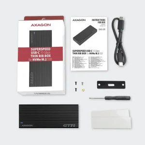 Зовнішній карман для SSD-накопичувачів AXAGON EEM2-GTR SuperSpeed+ USB-C - NVMe M.2 THIN RIB box UA