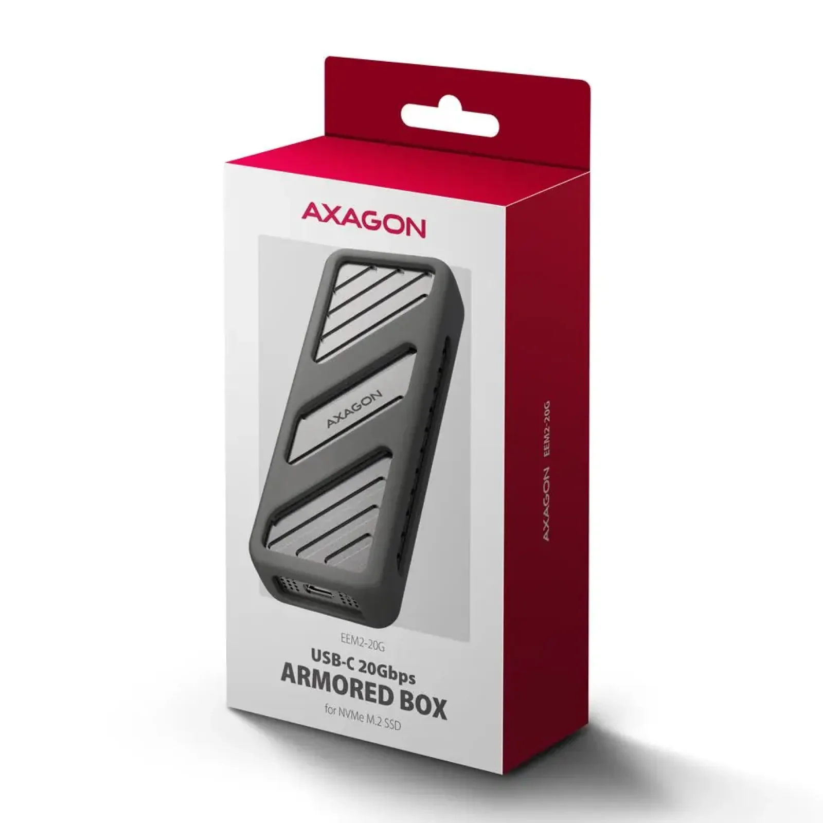 Зовнішній карман для SSD-накопичувачів AXAGON EEM2-20G USB-C 20Gbps - M.2 NVMe SSD ARMORED box UA