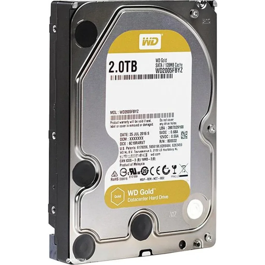 Жорсткий диск (HDD) SATA 2TB 7200RPM 6GB/S 128MB GOLD WD2005FBYZ WDC UA