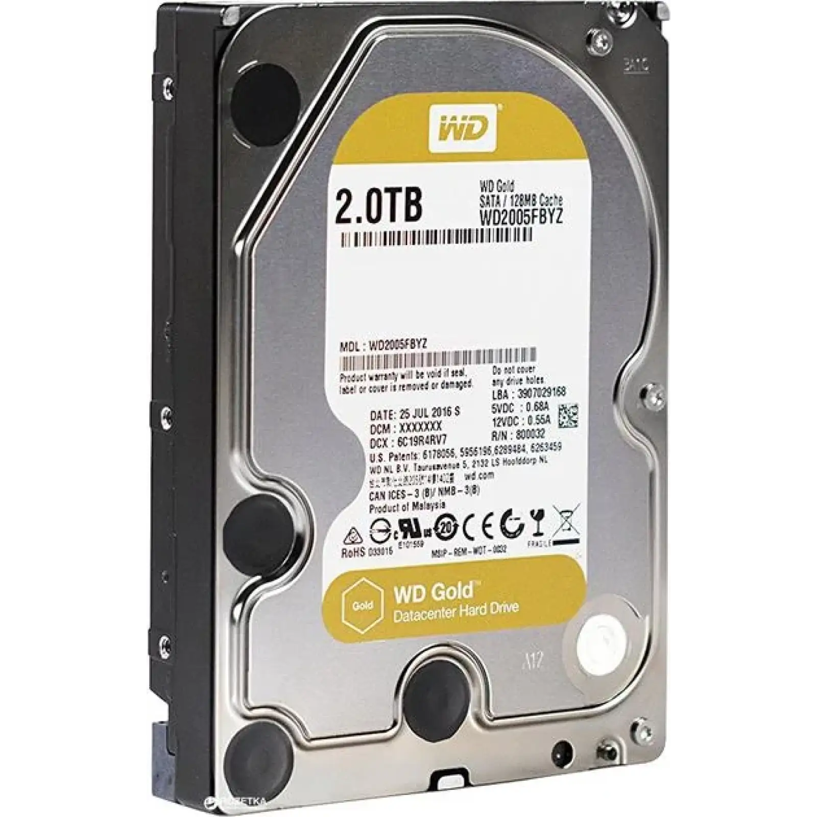 Жорсткий диск HDD SATA 2TB 7200RPM 6GB/S 128MB GOLD WD2005FBYZ WDC UA