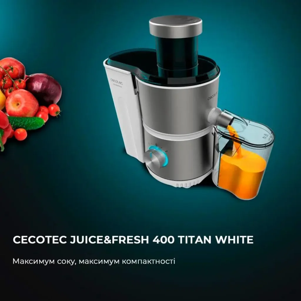 Соковижималка CECOTEC Juice&Fresh 400 Titan White (CCTC-04154) UA