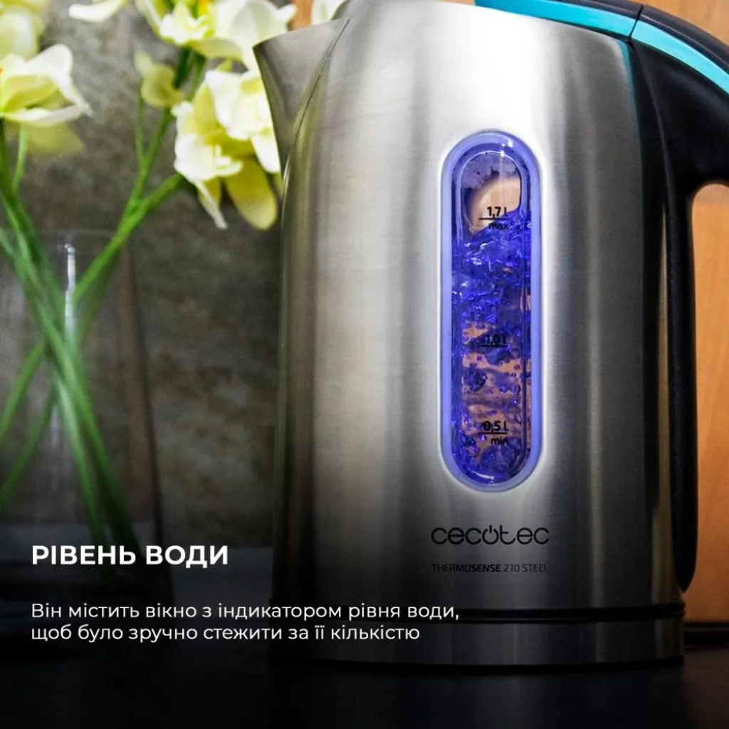 Електрочайник CECOTEC ThermoSense 270 Steel UA