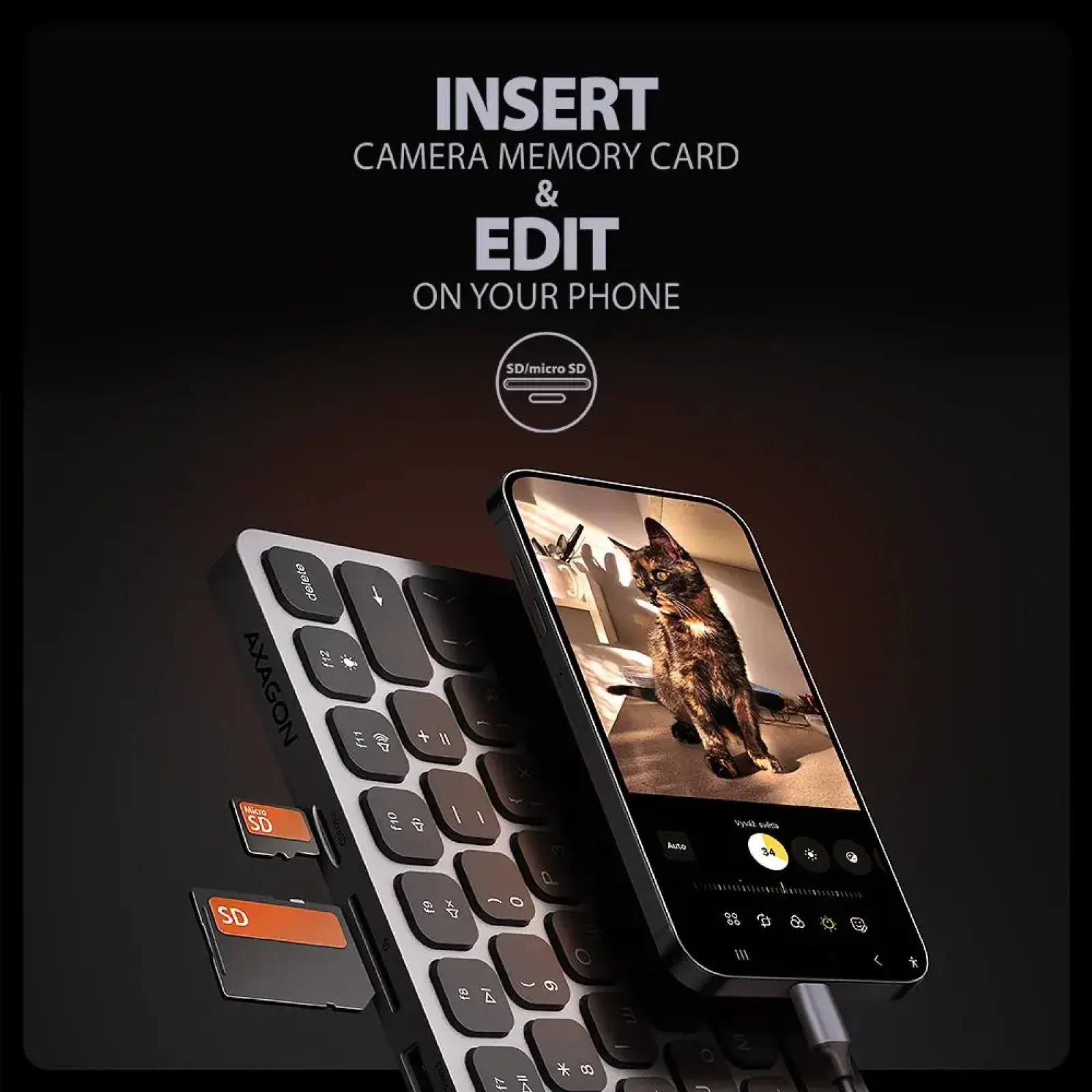 Клавиатура Axagon HMC-KB 9 in 1 Layout USB Silver/Black (HMC-KB-CRL) UA