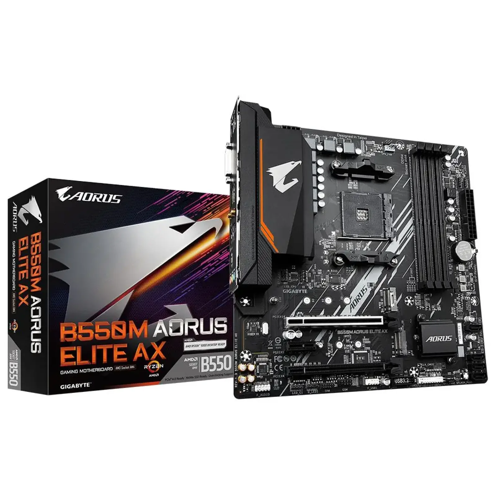 Материнська плата AMD B550 SAM5 MATX B550M AORUS ELITE AX GIGABYTE (B550M AORUS ELITE AX 1.3) UA