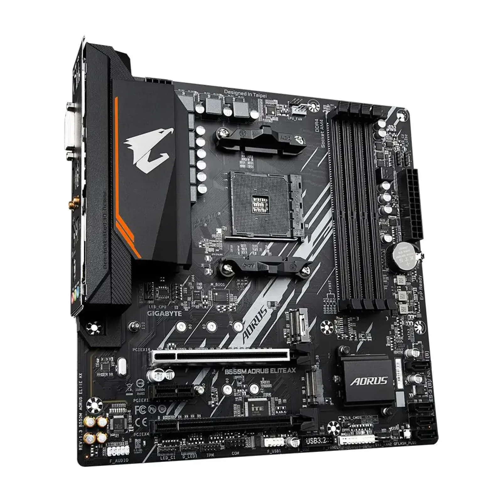 Материнська плата AMD B550 SAM5 MATX B550M AORUS ELITE AX GIGABYTE (B550M AORUS ELITE AX 1.3) UA
