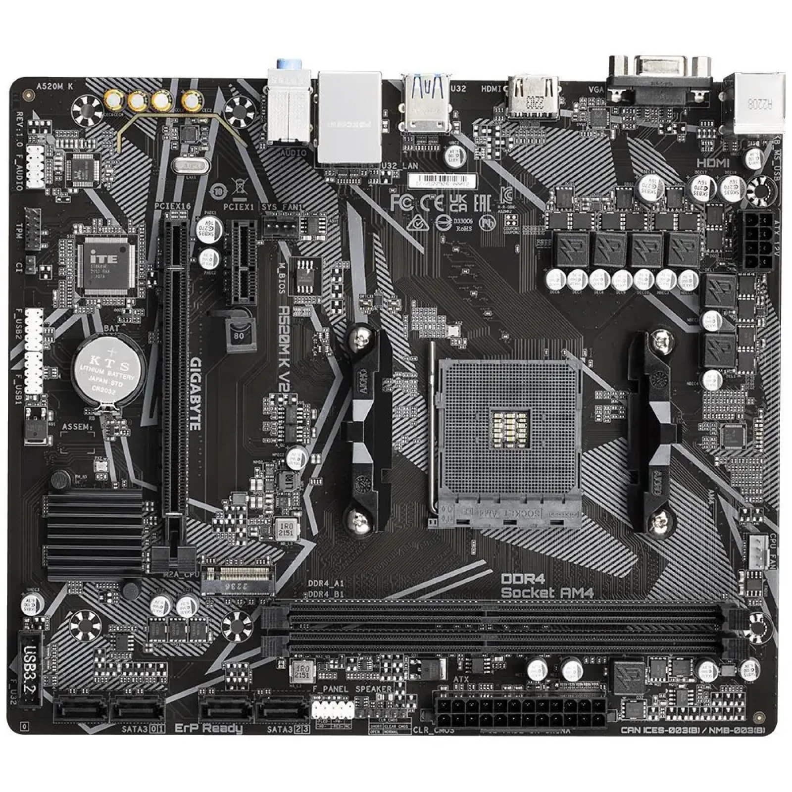 Материнская плата AMD A520 SAM4 MATX A520M K V2 1.1 GIGABYTE UA