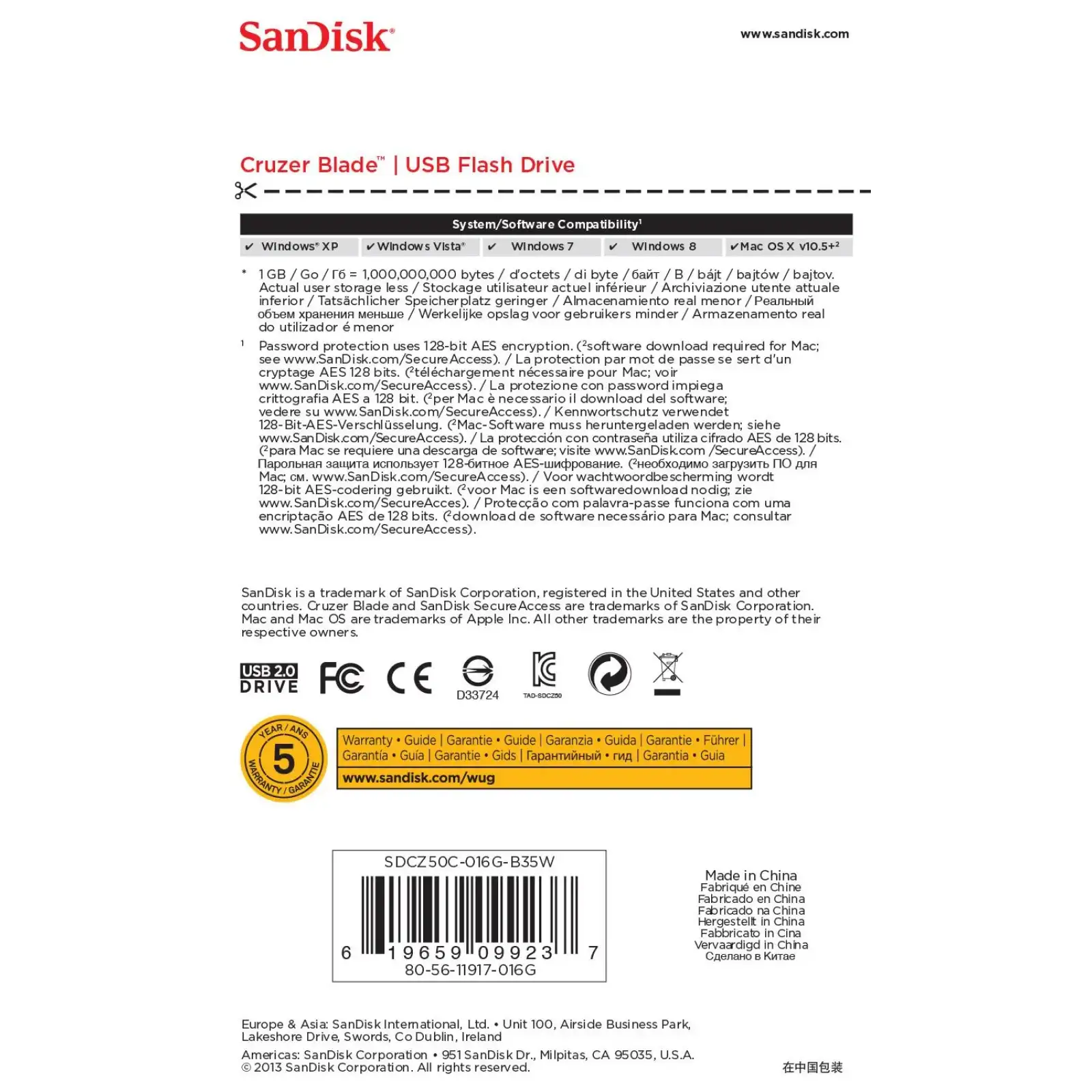 Флеш-пам'ять (накопичувач USB) USB2 16GB SDCZ50C-016G-B35W SANDISK UA